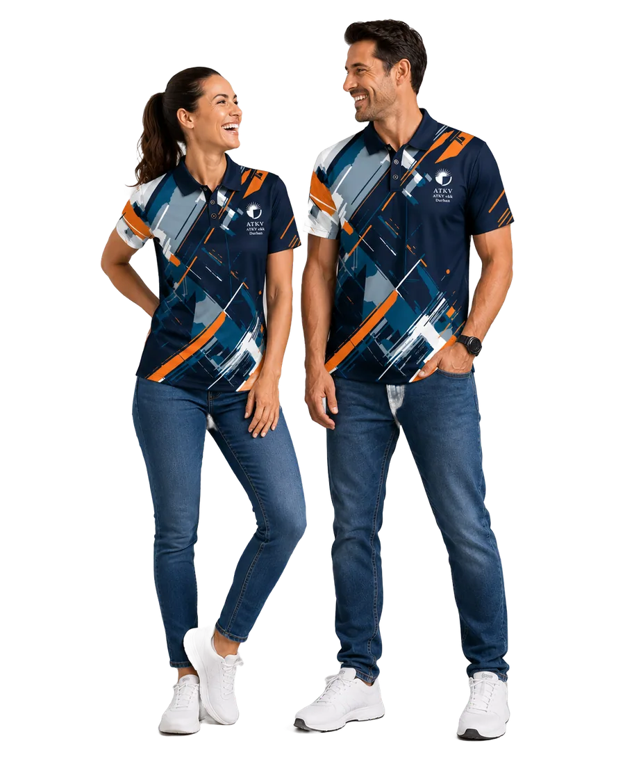 Allwear team in coordinated branded polo shirts